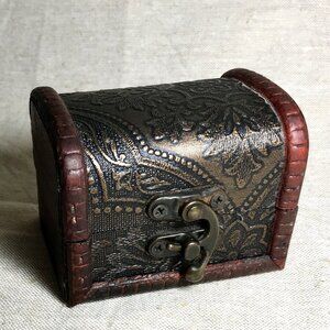 Vintage Wooden Mini Treasure Chest Box
